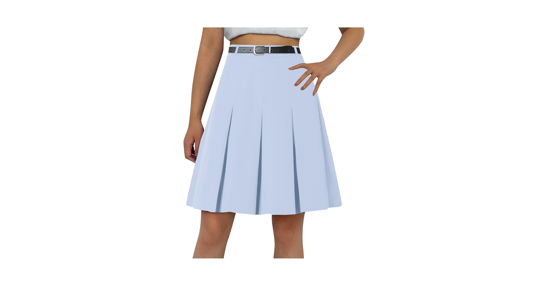 Amazon.com: Cromoncent Women Knee Length Pleated Skirt